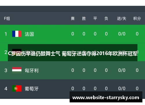 C罗因伤早退仍鼓舞士气 葡萄牙逆袭夺得2016年欧洲杯冠军